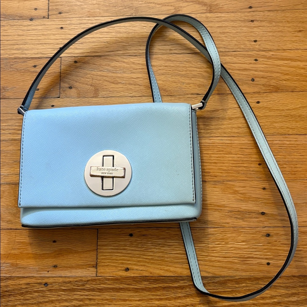 Kate Spade Sally Newbury Lane Saffiano Crossbody Bag Light Aqua